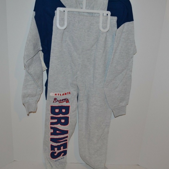 VTG 1993 Atlanta Braves Kids Sweatshirt Pants Set Sz 7 USA NWT Team Glasgow MLB - Picture 4 of 11